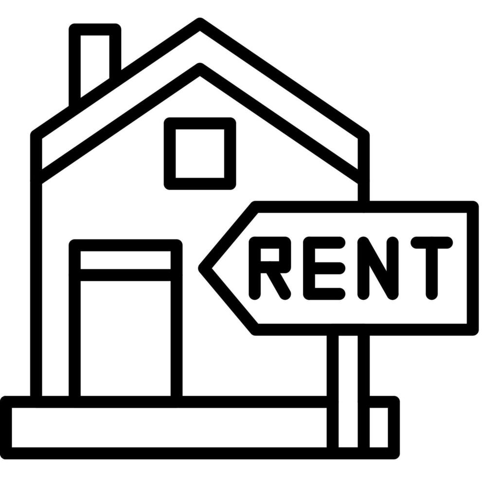 For Rent Notice outline style vector