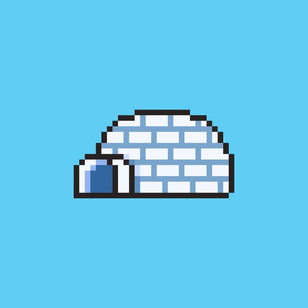 Pixel art Igloo game asset design vector