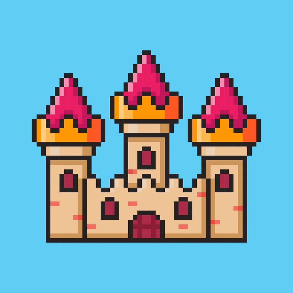 Pixel art Castle game asset design vector