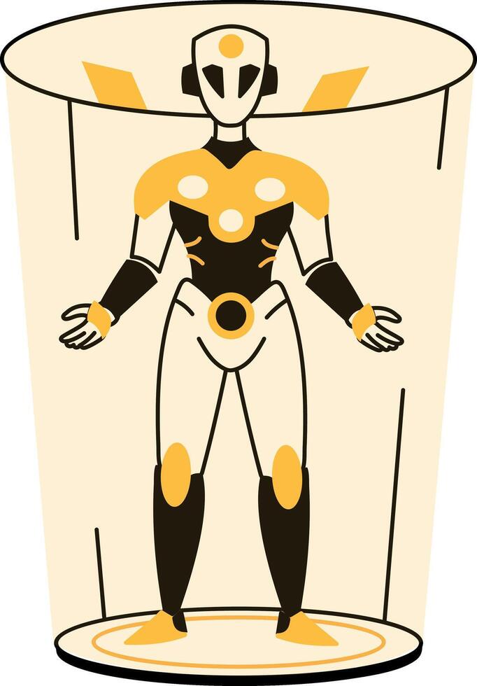 A hand drawn illustration of a robot hologram vector