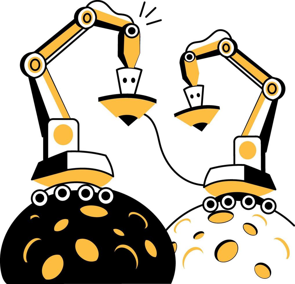 A hand drawn illustration of a robotic arm vector