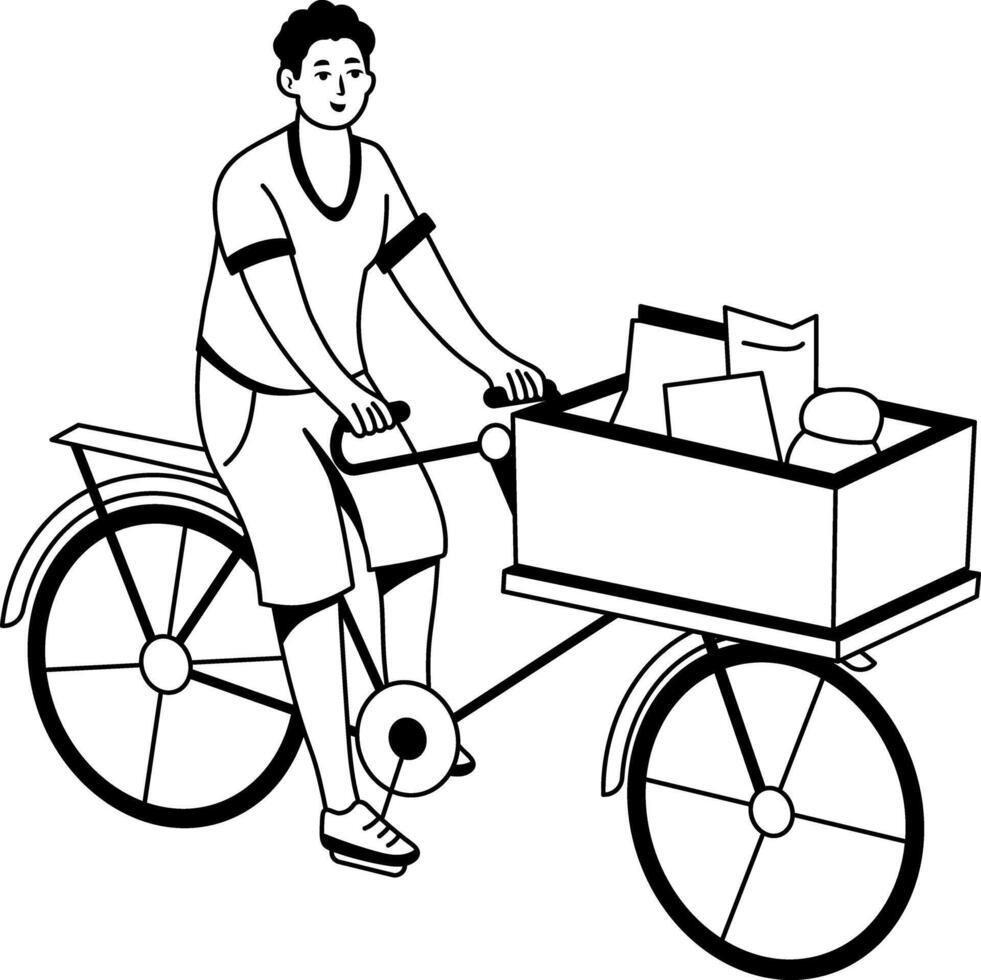 Poor bicycle illustration in glyph style vector