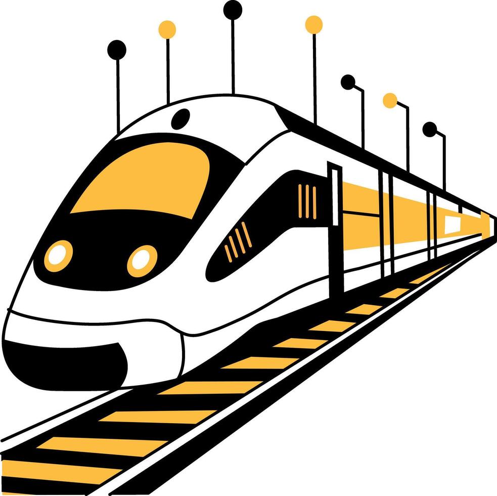 Ai train illustration in hand drawn style vector