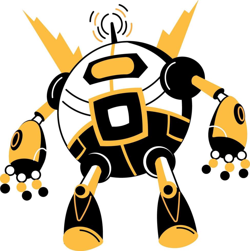 Nano robot illustration in hand drawn style vector