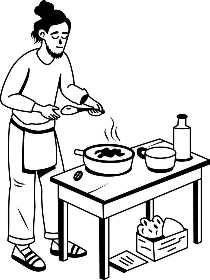 Poor cooking food illustration in glyph style vector