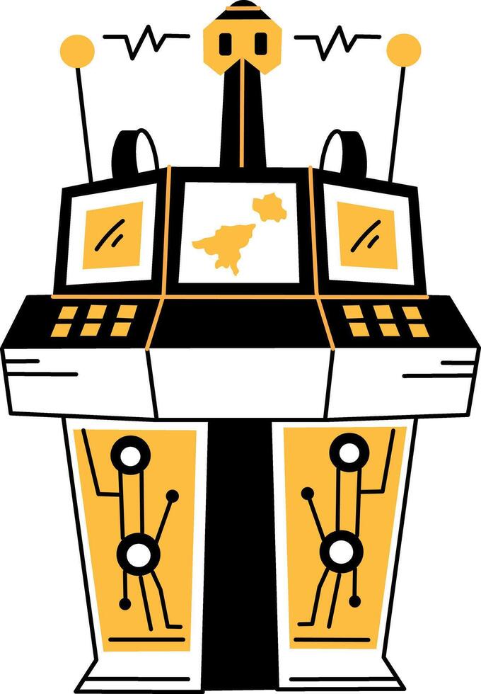 A hand drawn illustration of a futuristic machine vector