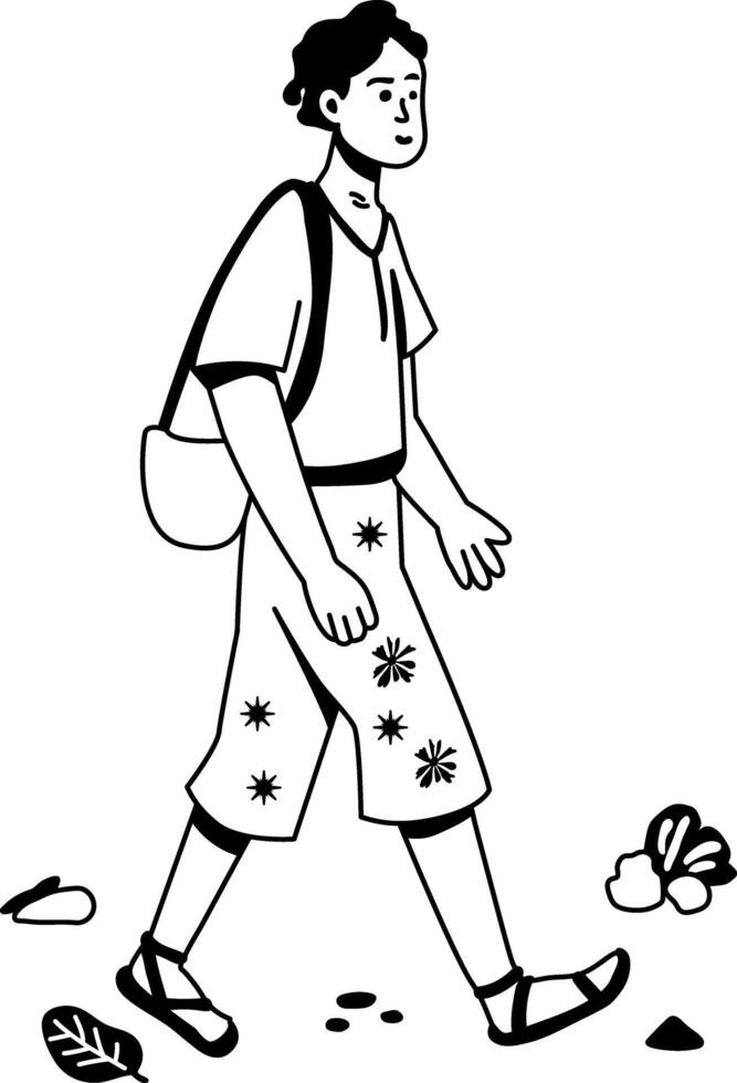 Walking poor person illustration in glyph style vector
