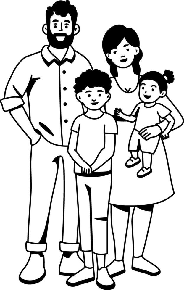 Poor family illustration in glyph style vector