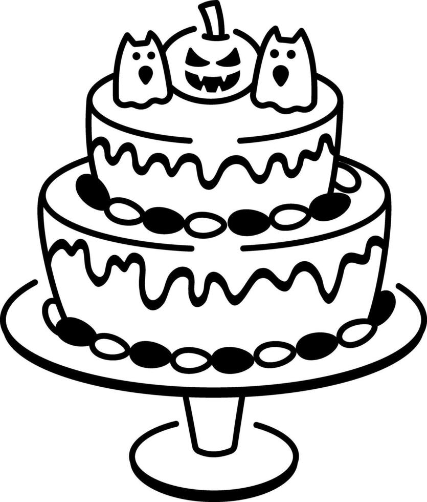 A sketchy style icon of Halloween cake vector