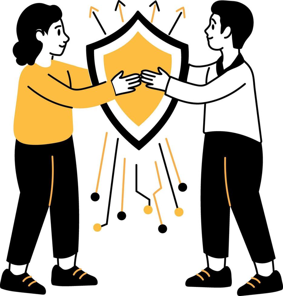 A hand drawn illustration showing ai security vector