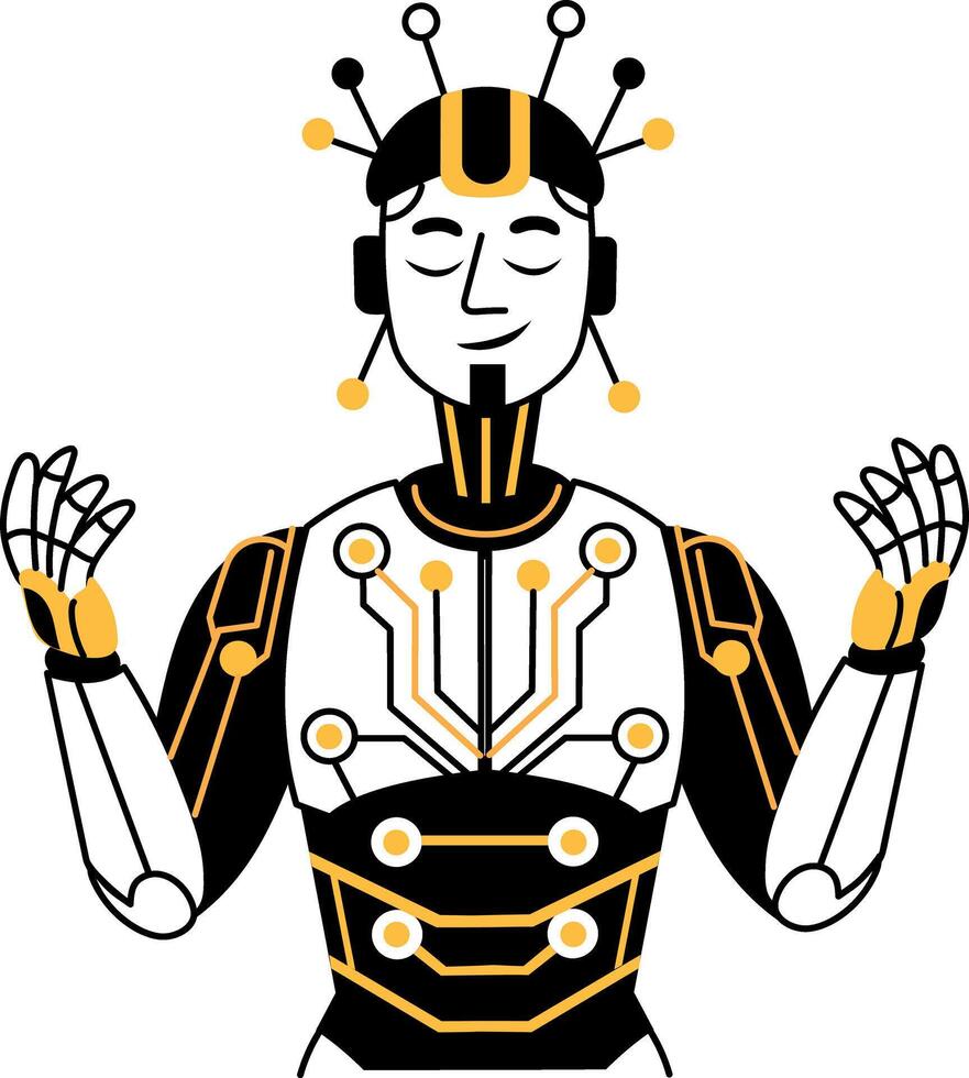 Ai human character illustration in hand drawn style vector