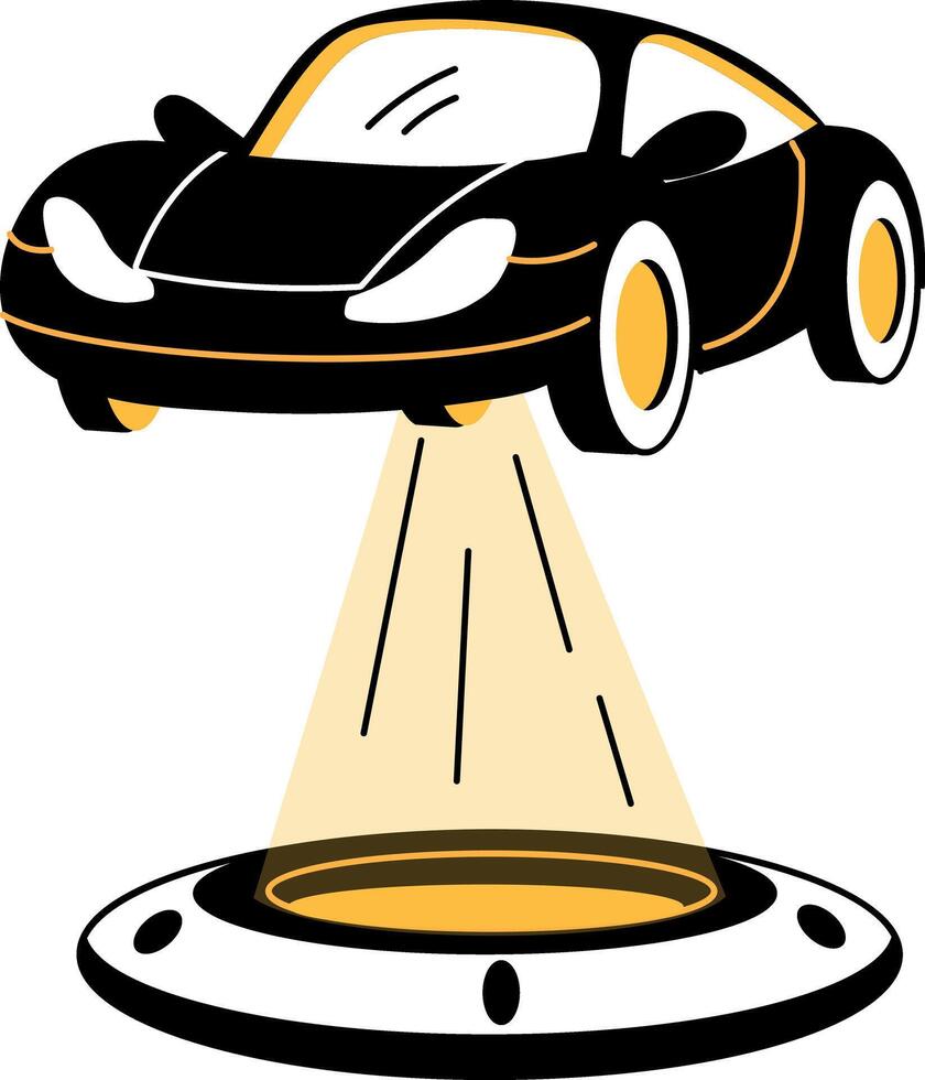 A futuristic flying car illustration in hand drawn style vector