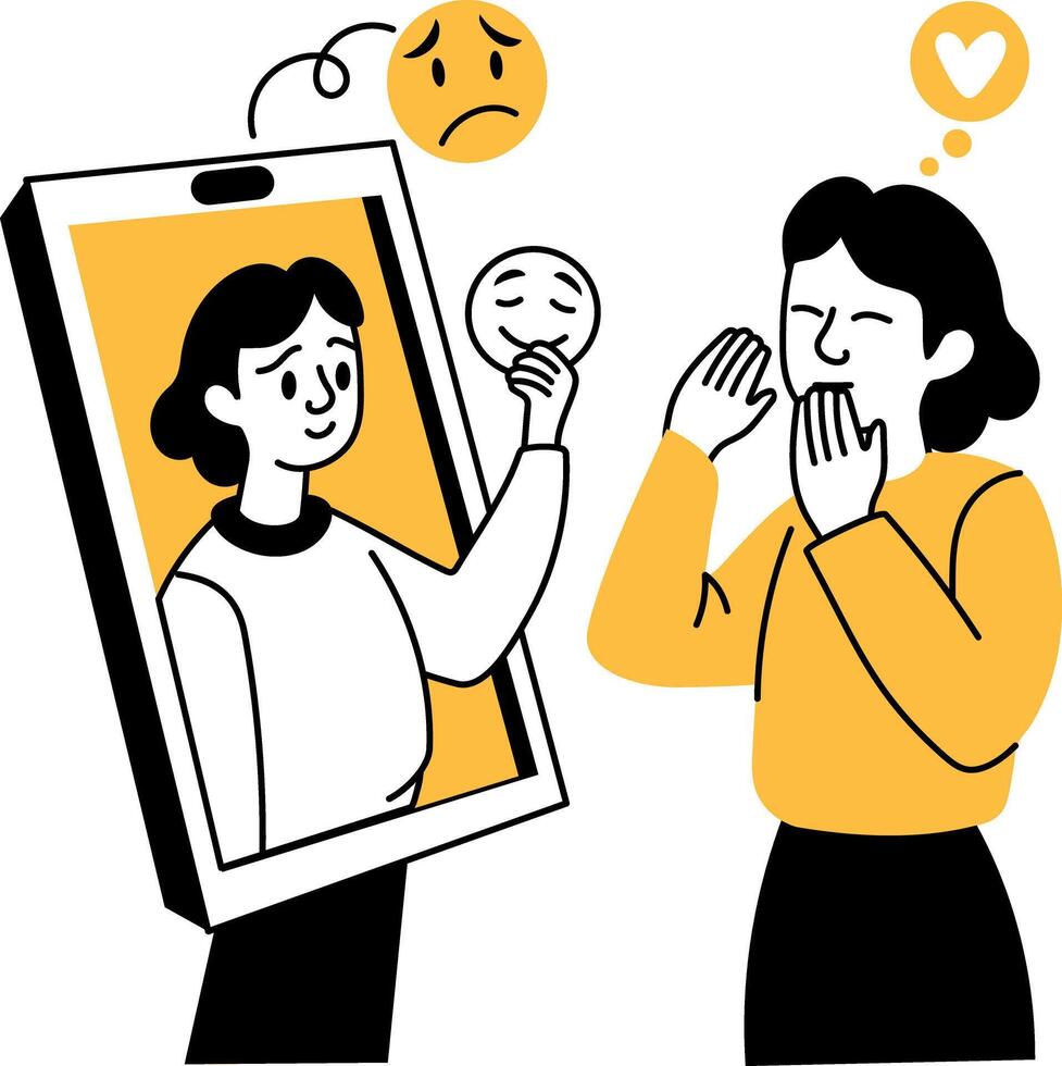 A hand drawn illustration of a virtual friend vector