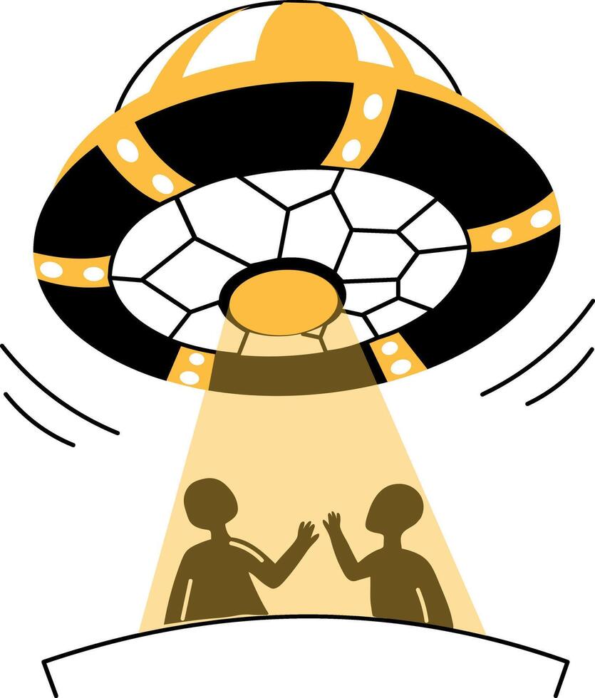 Ufo abduction illustration in hand drawn style vector