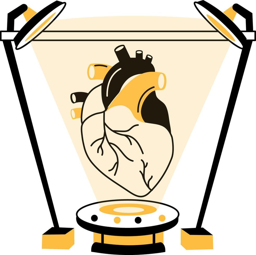 A hand drawn illustration depicting heart hologram vector