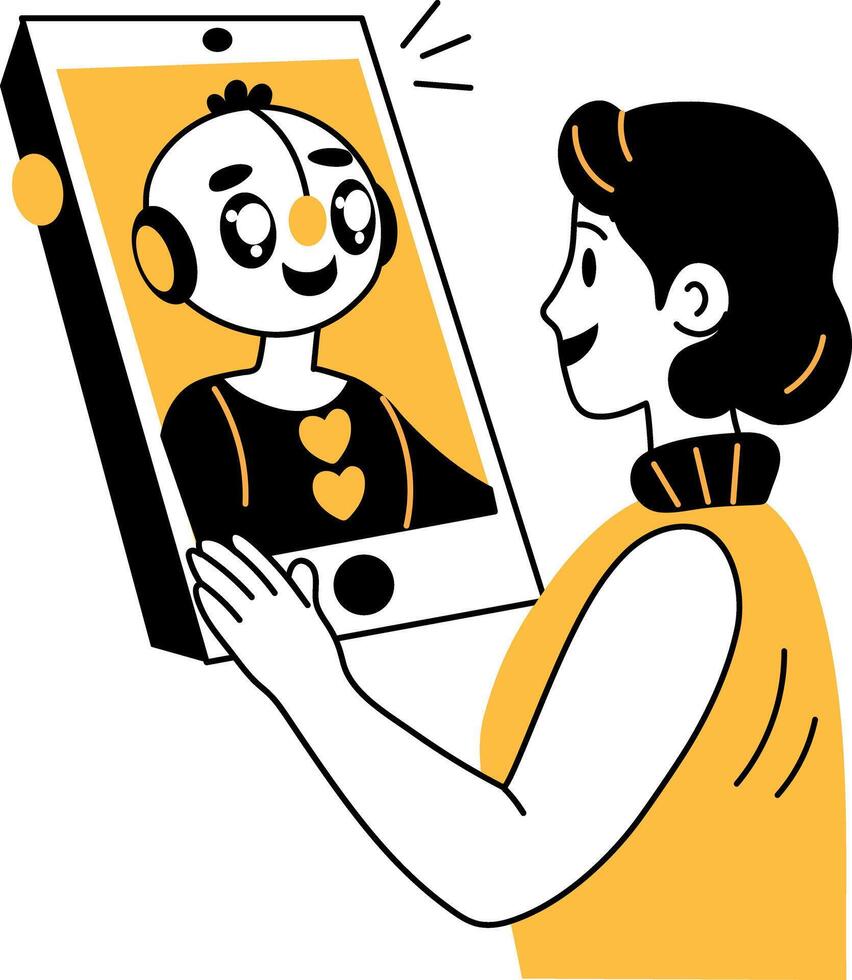 A doodle style illustration of a robot assistant vector