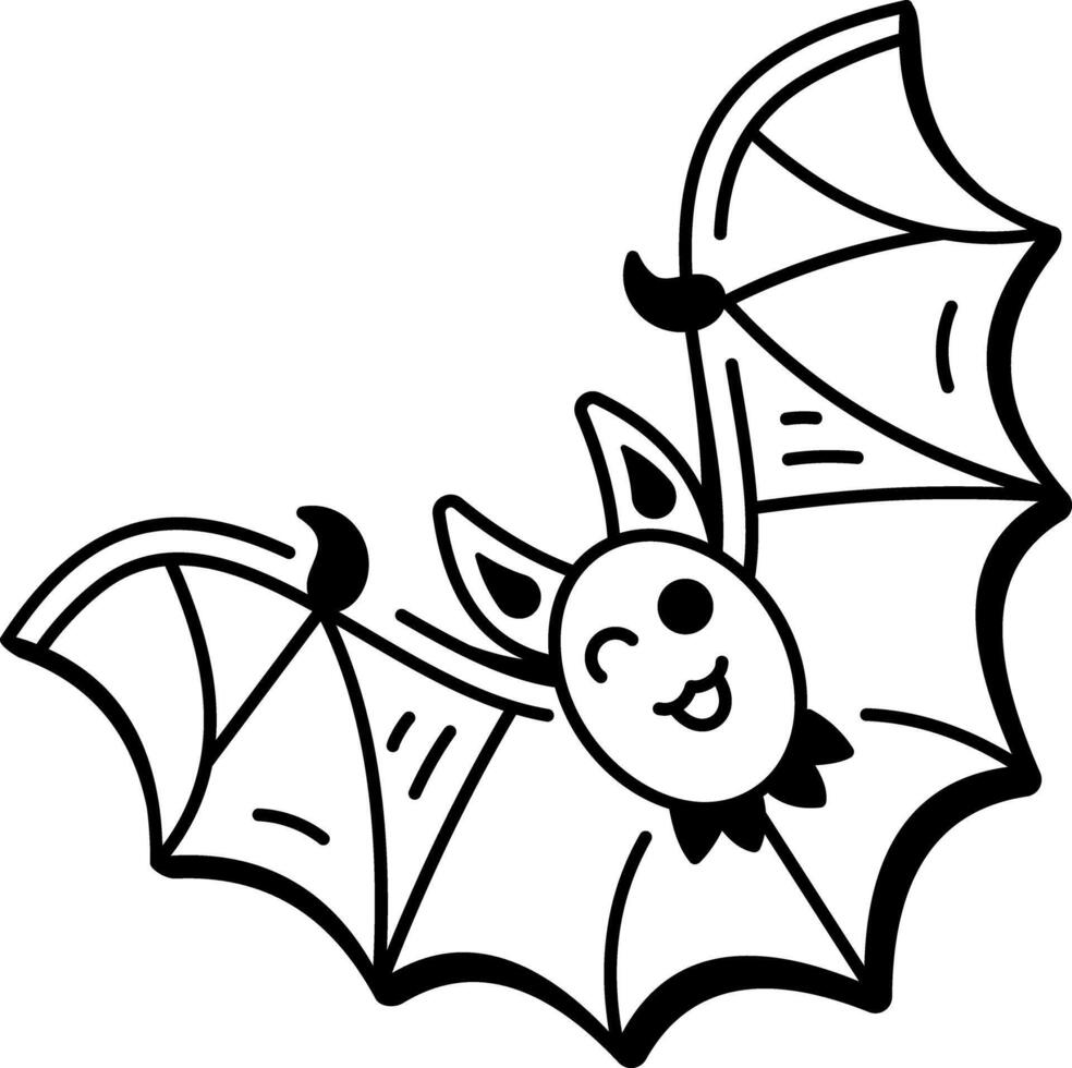 Hand drawn style icon of Halloween bat vector