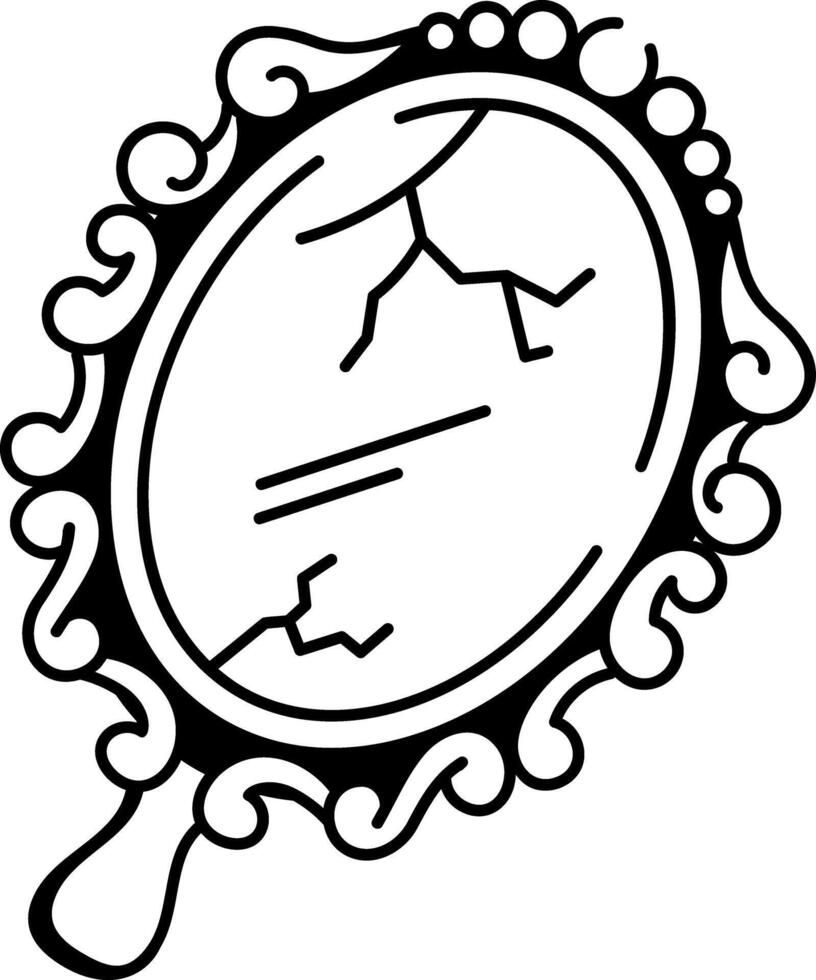 Hand drawn style icon of cursed mirror vector