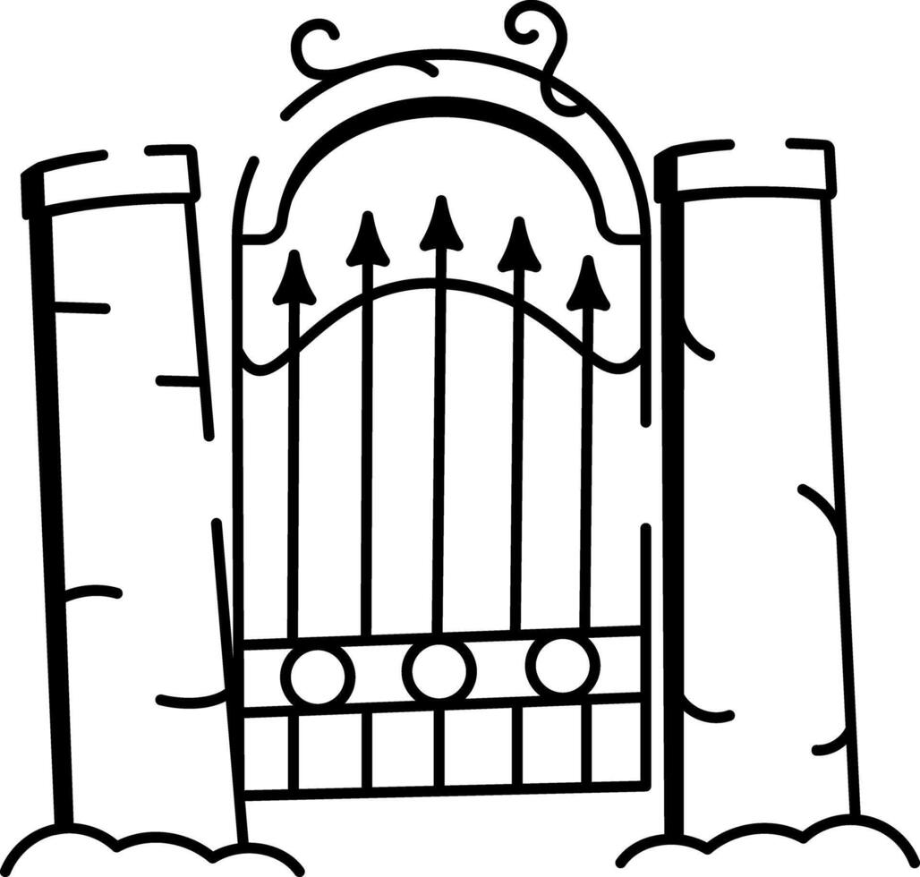 A doodle style icon of cemetery gate vector