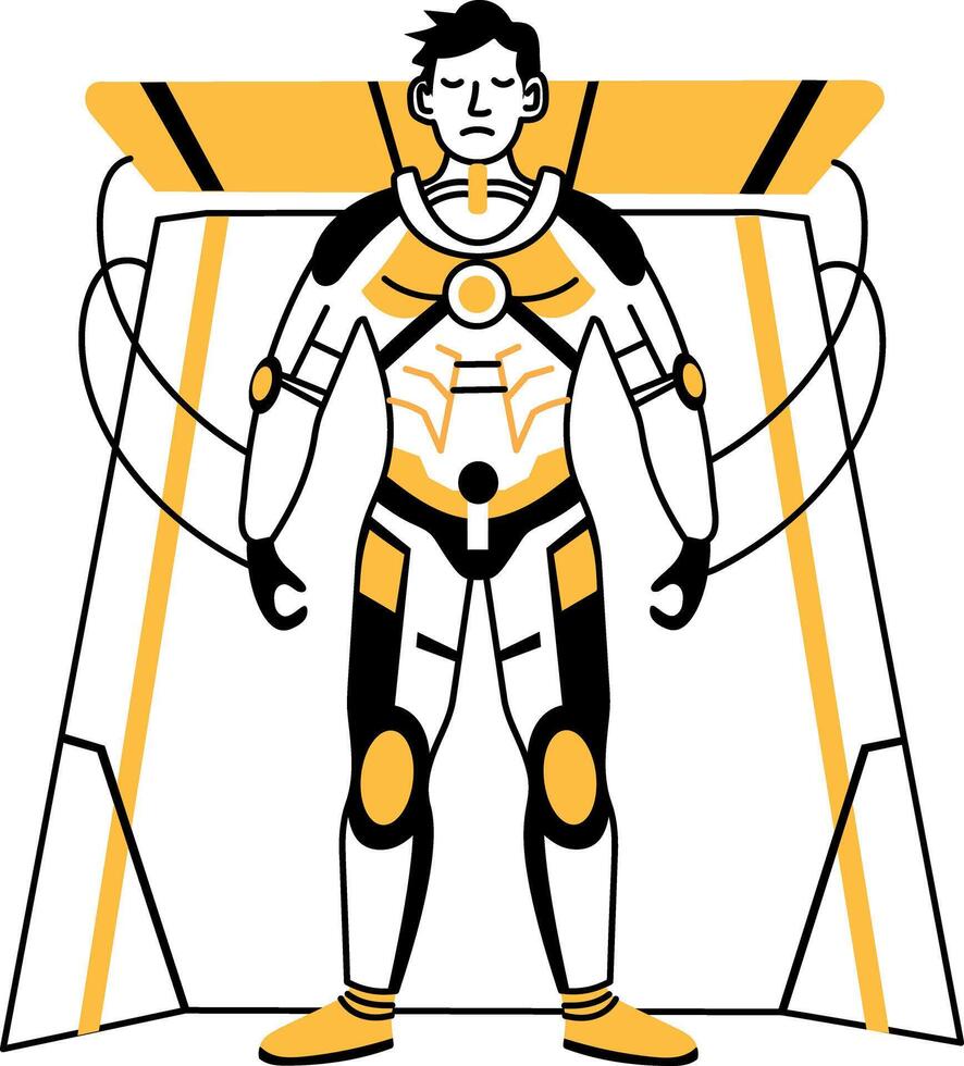Hand drawn illustration of an ai exoskeleton vector