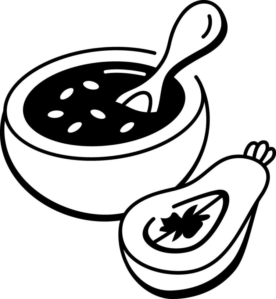 Butternut squash icon soup in hand drawn style vector