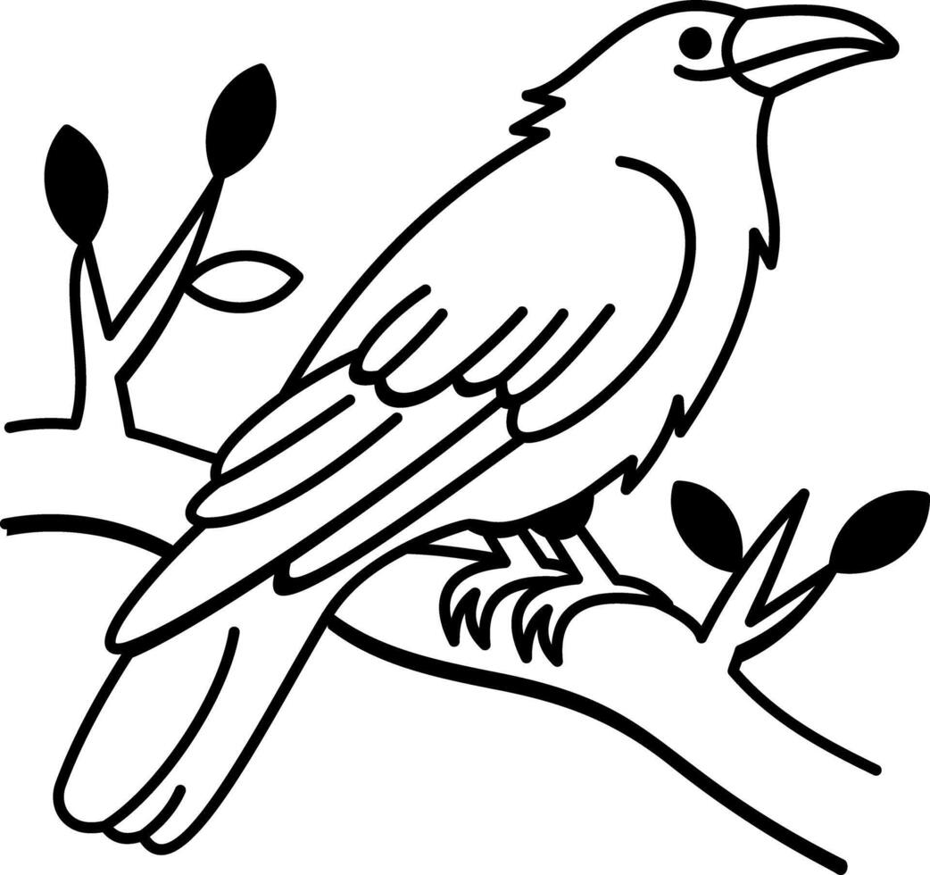 A hand drawn style icon of crow vector