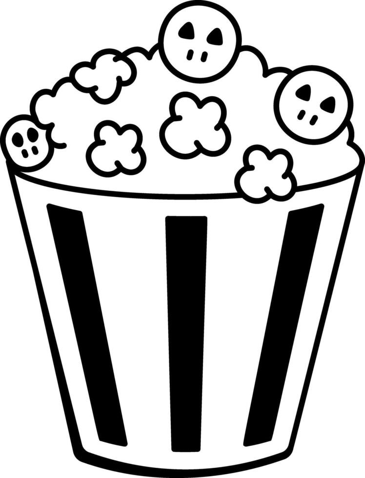 A doodle style icon of spooky popcorn vector