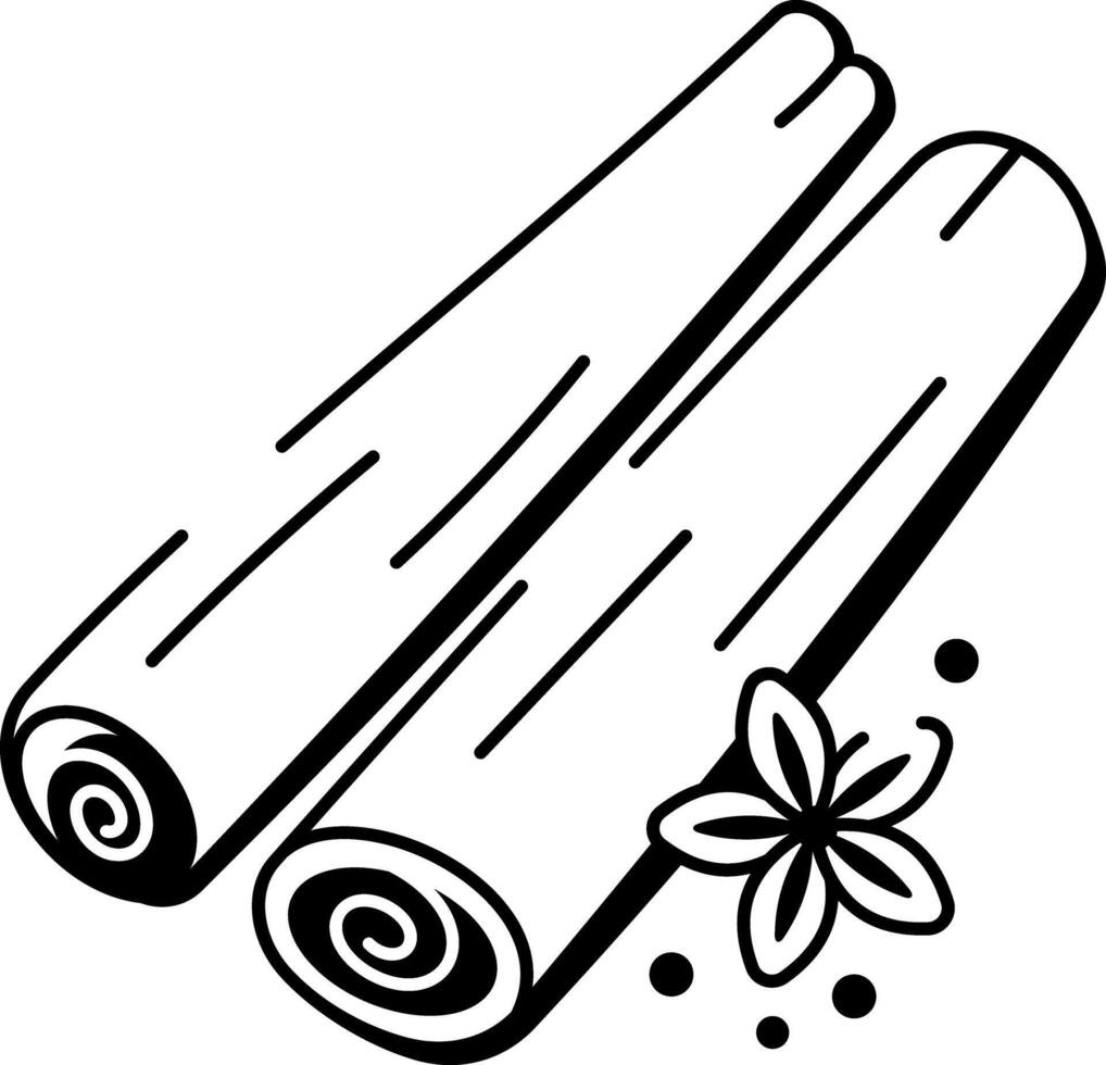 Cinnamon stick in hand drawn style icon vector