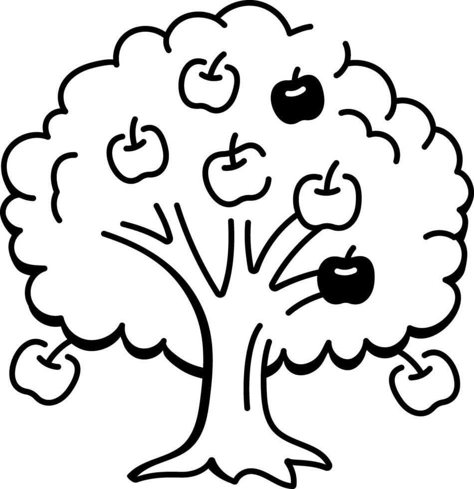 Doodle style icon of apple tree vector