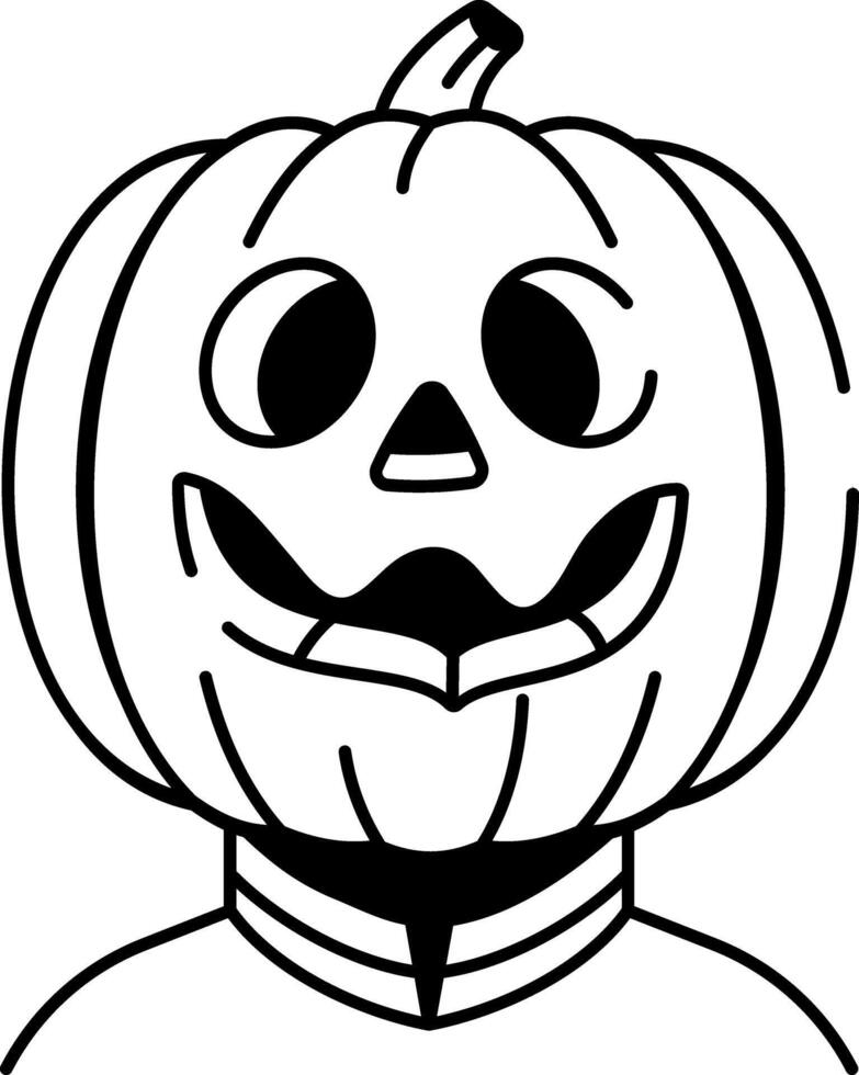 Hand drawn style icon of pumpkin head vector