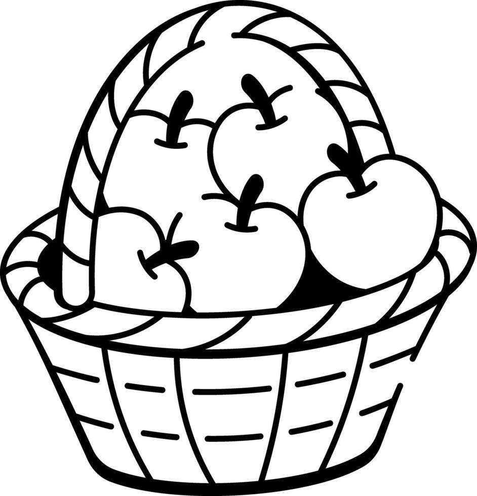 Doodle style icon of apple basket vector