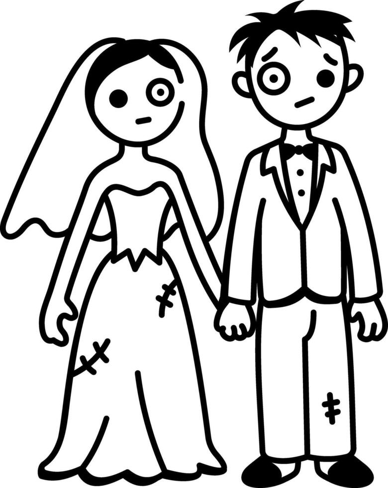 A sketchy style icon of zombie couple vector