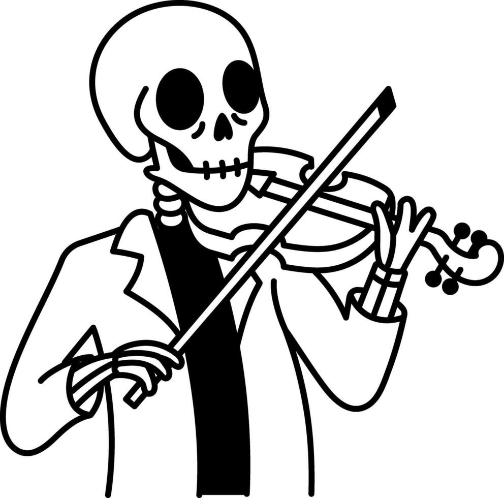 A sketchy style icon of skeleton violin vector