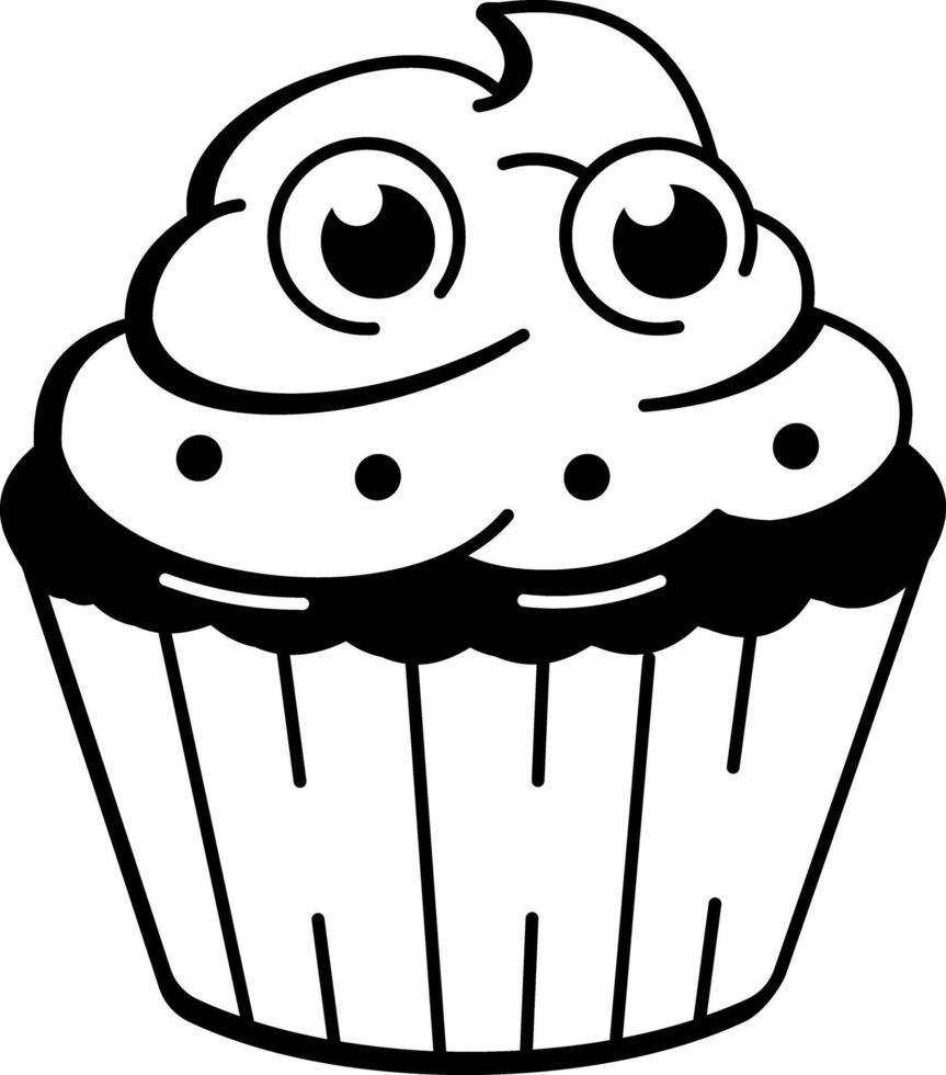A sketchy style icon of spooky cupcake vector