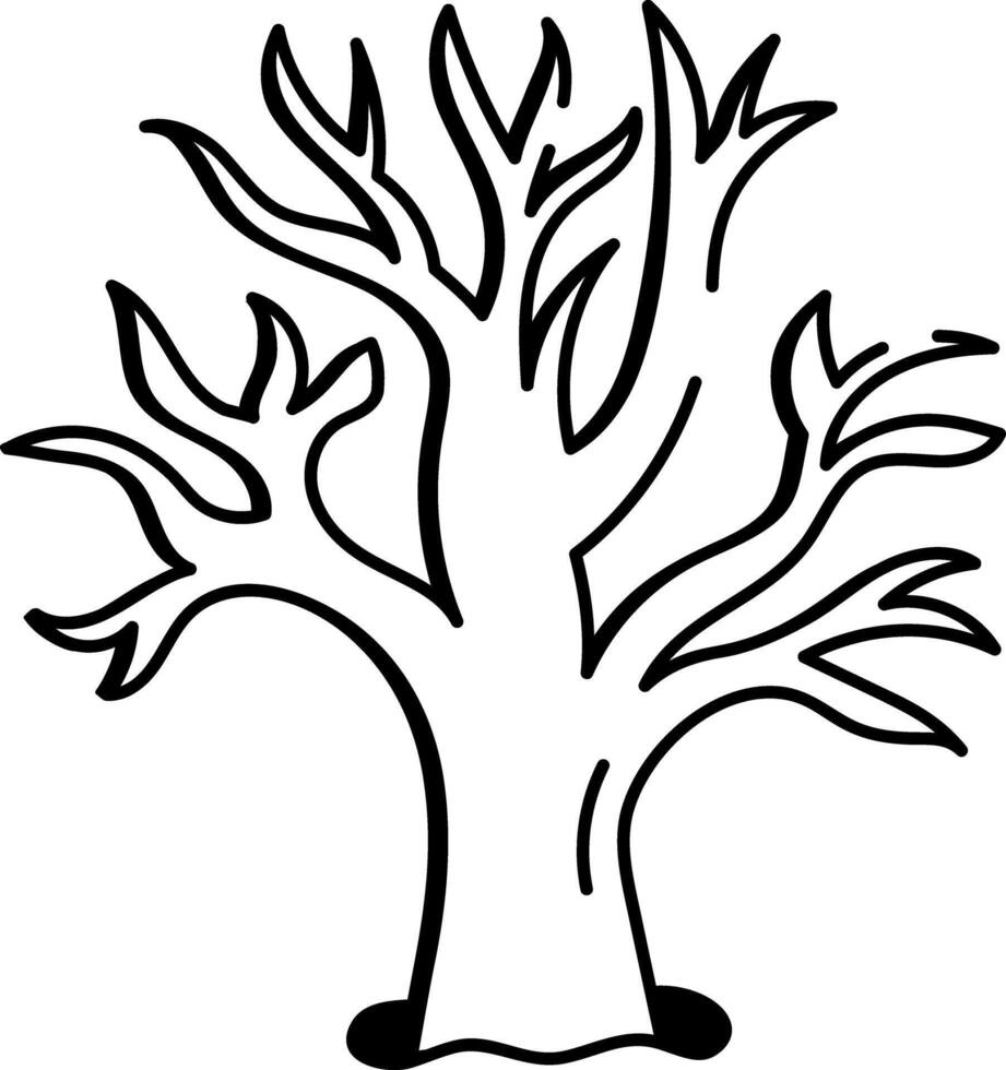 A hand drawn style icon of bare tree vector