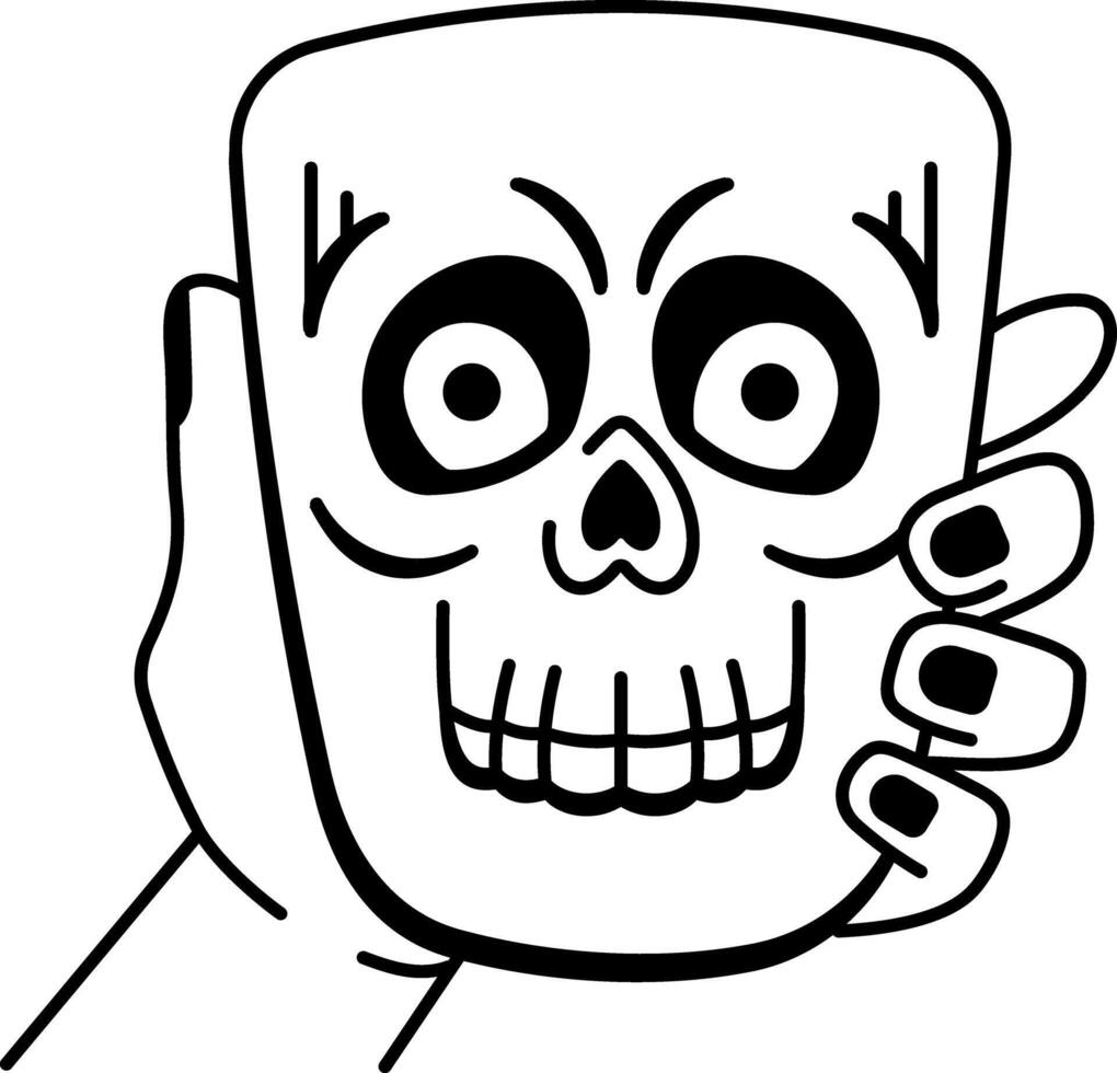 A doodle style icon of skull drink vector