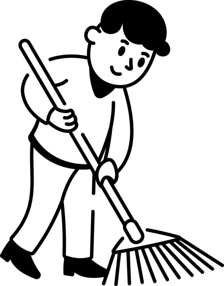 Leaves rake icon in sketchy style vector