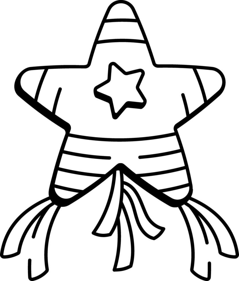 A doodle style icon depicting a star pinata vector