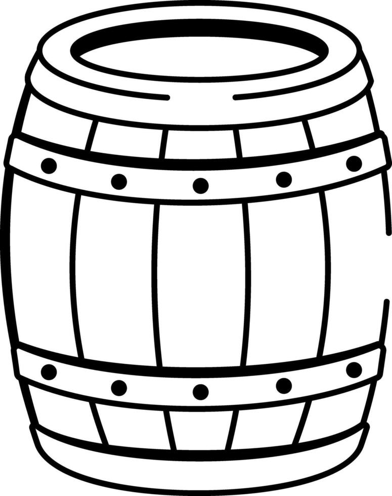 Wooden barrel icon in doodle style vector