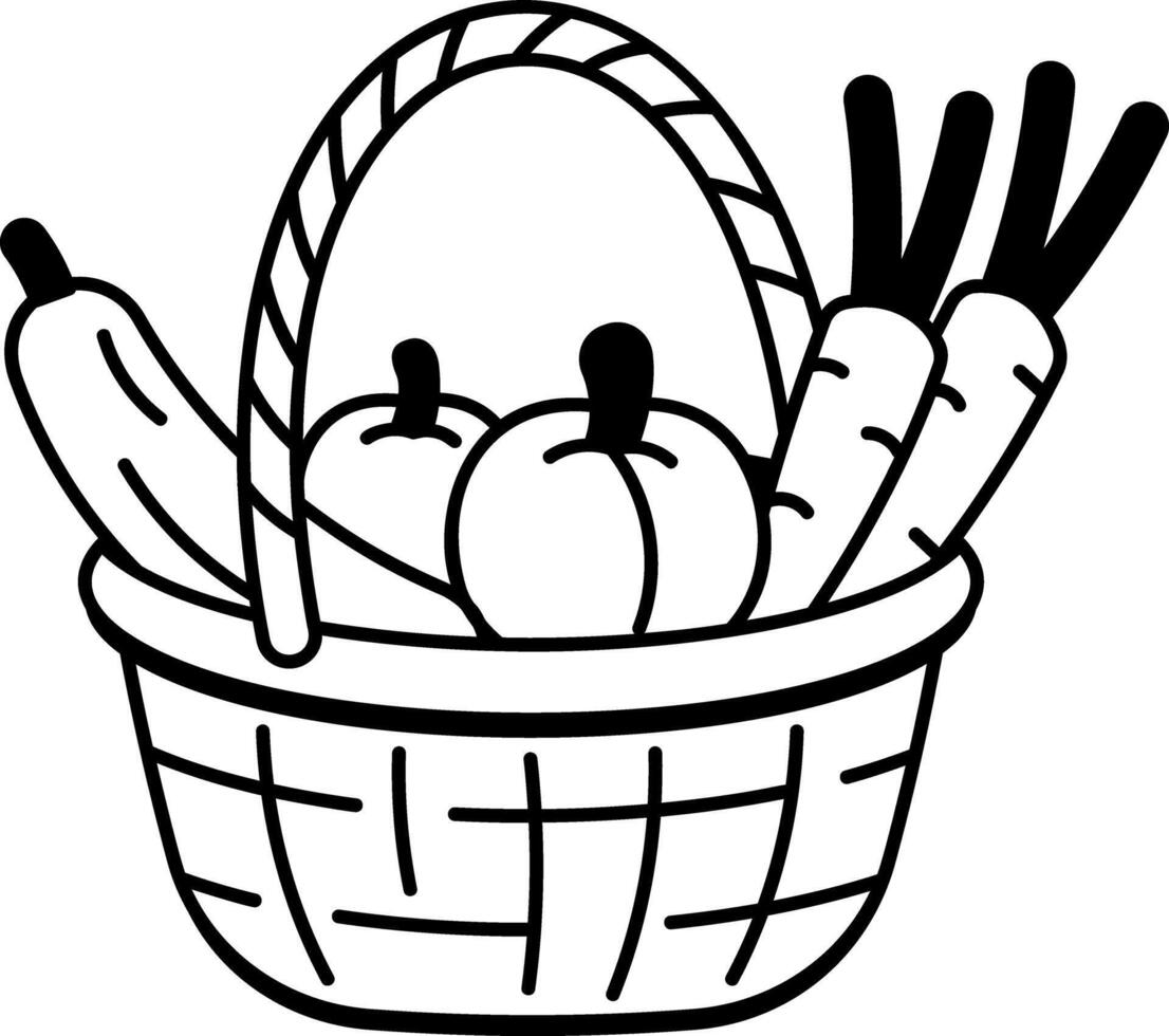 A sketchy style icon of harvest basket vector