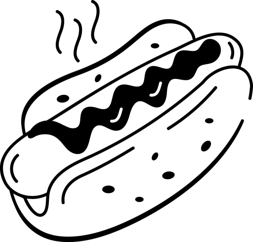 An icon of a hot dog designed in doodle style vector