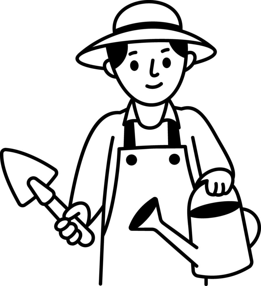 A hand drawn style icon of gardener vector