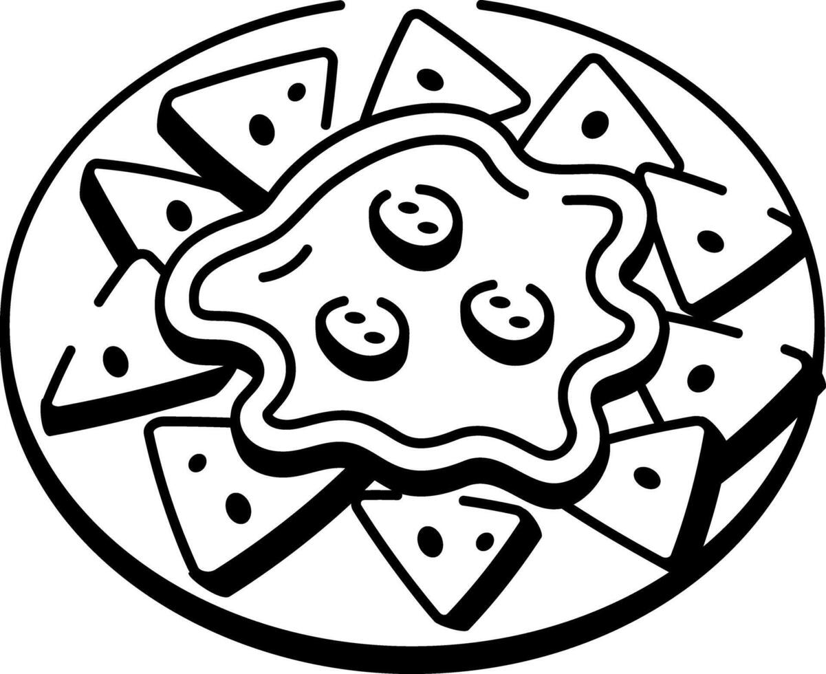 A doodle style icon illustrating nachos with cheese topping vector