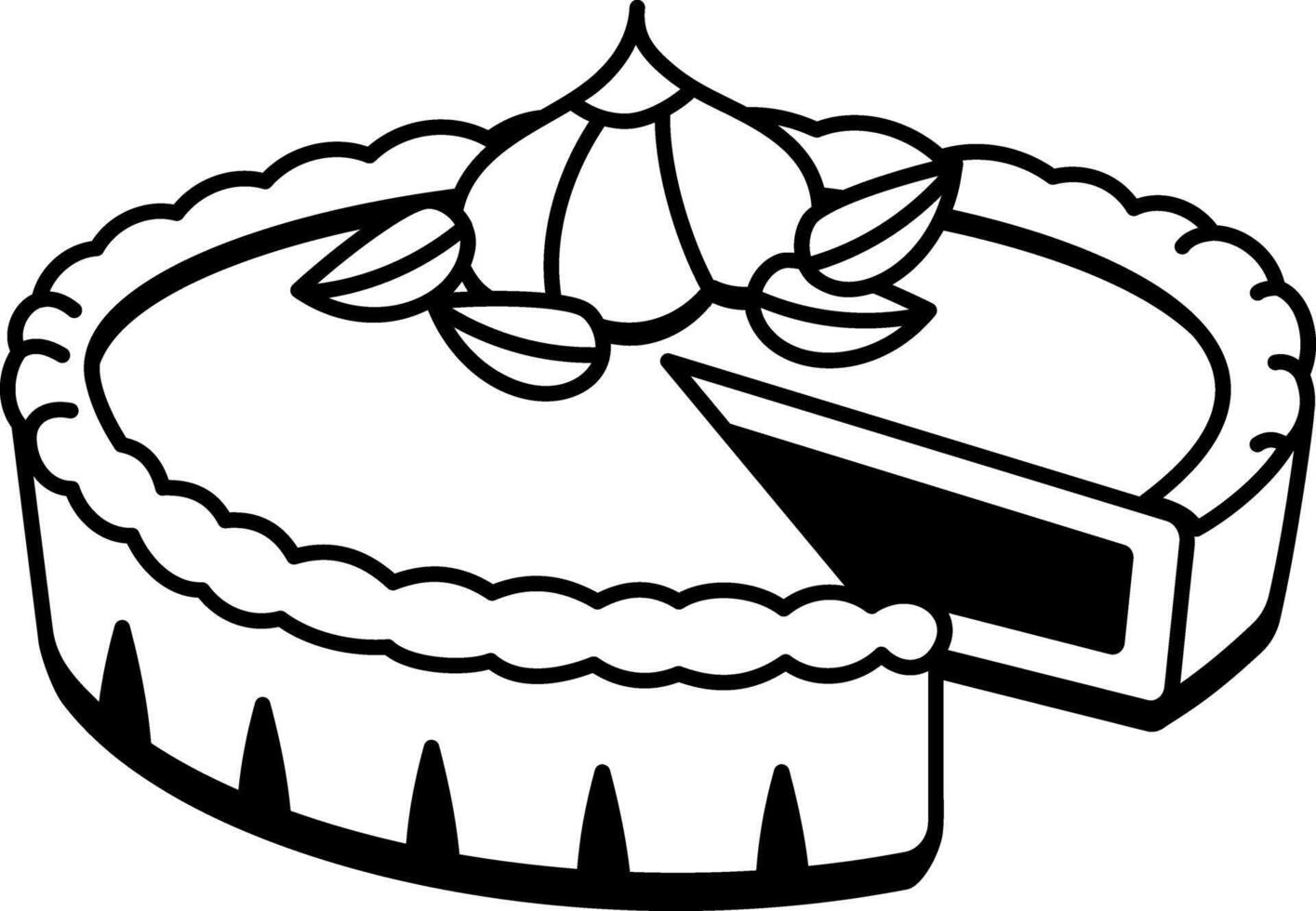 A hand drawn style icon of pumpkin pie vector
