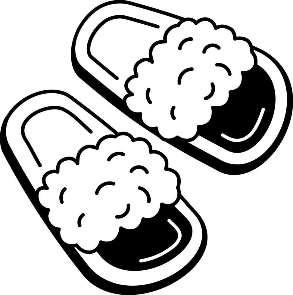 Fluffy slippers in hand drawn style icon vector