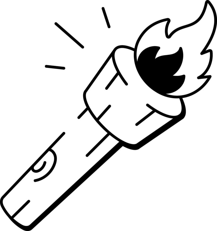 A hand drawn style icon of torch stick vector