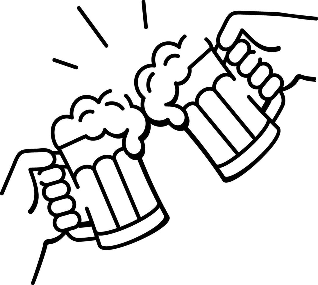 A sketchy style icon showing beer toast celebration vector