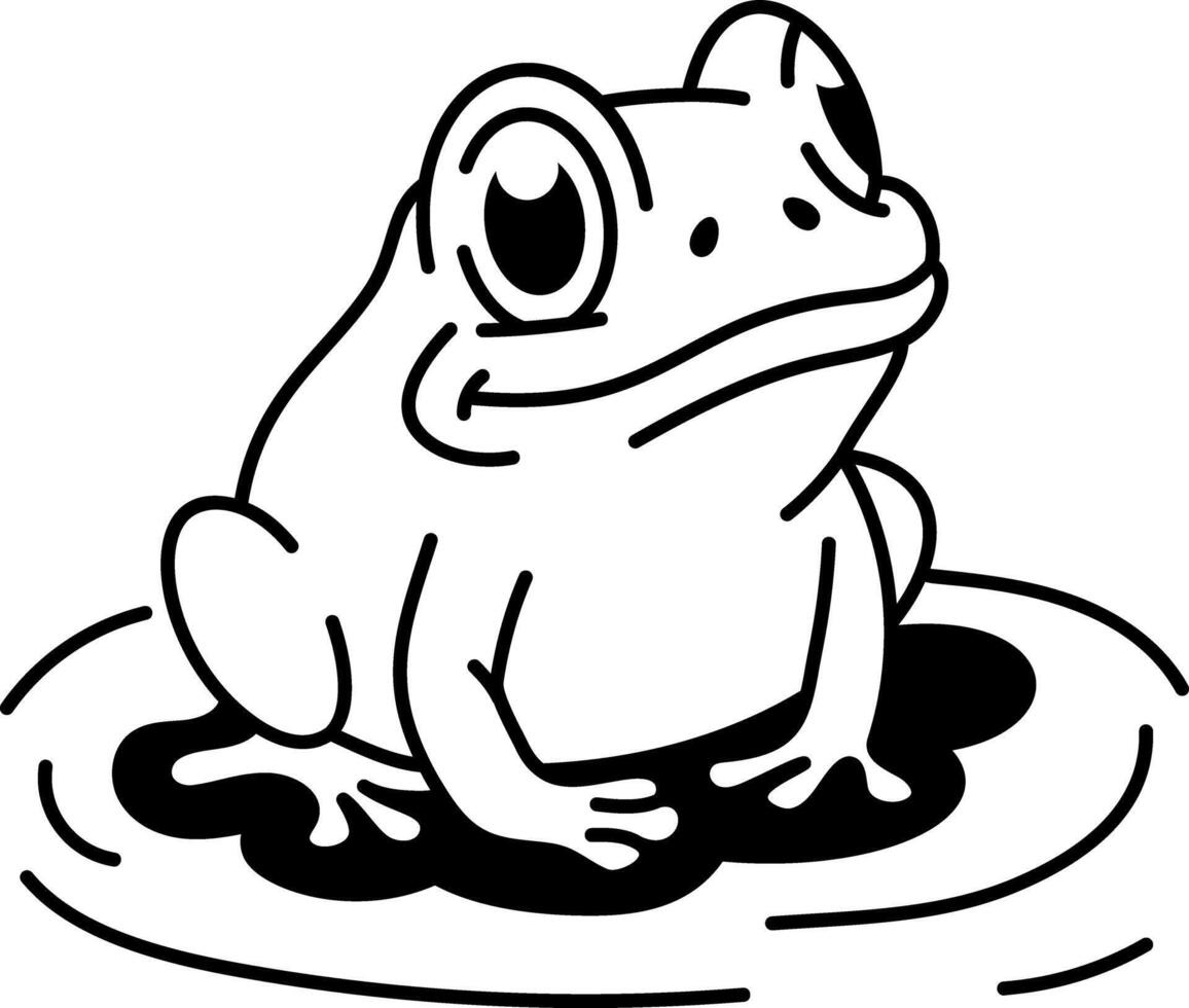 Frog in a puddle icon in hand drawn style vector