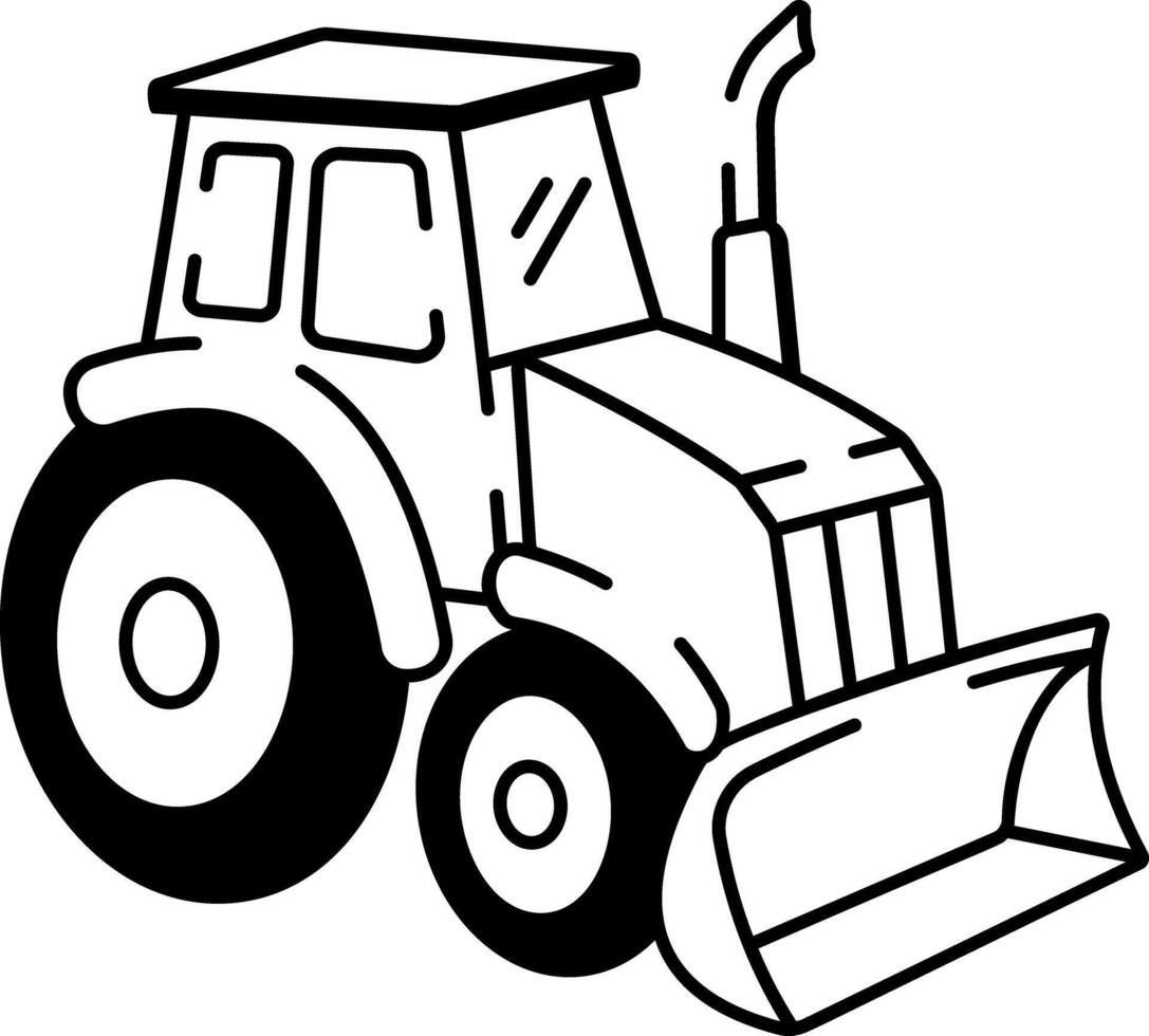 A hand drawn style icon of tractor vector