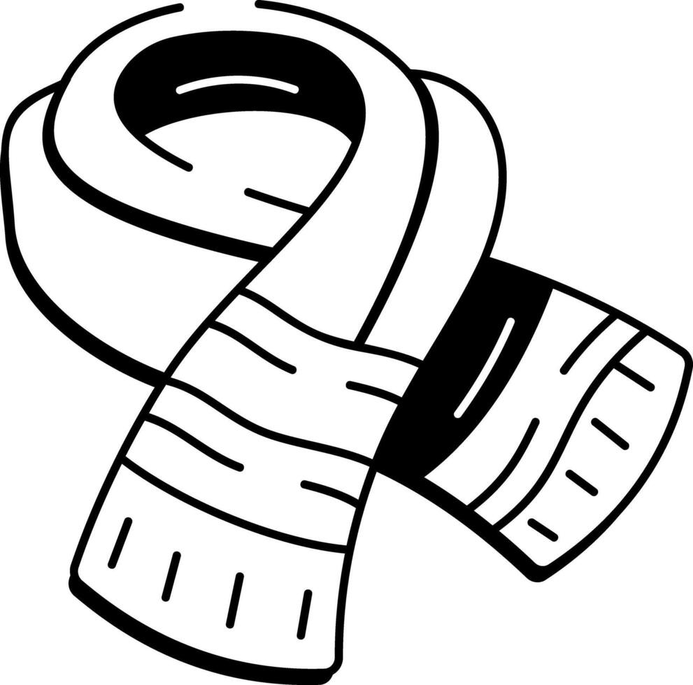 Woolen scarf icon in sketchy style vector